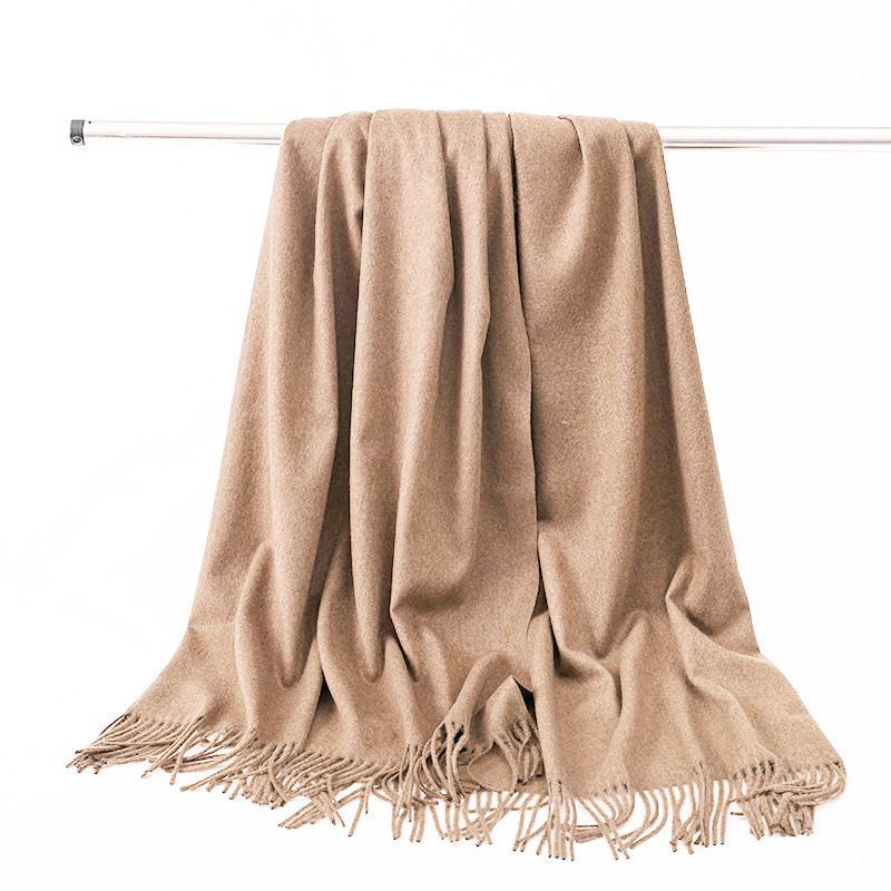 Wool Scarf Women's Winter Korean Style Thickened Warm Solid Color Scarf Shawl High End Versatile Cashmere Scarf