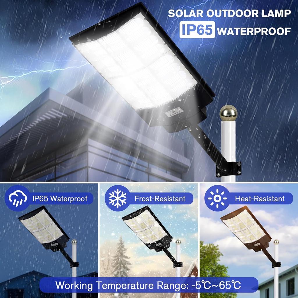 8200W Solar Street Light with Motion Sensor, 8200LM Outdoor Waterproof LED Flood Light for Garden, Yard, Parking Lot