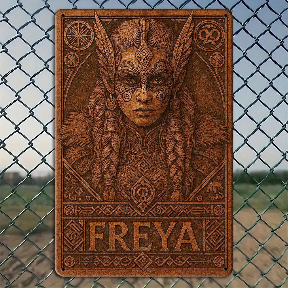

Freya Goddess Metal Sign - 20x30cm Norse Mythology Decor for Bohemian Spaces чистый