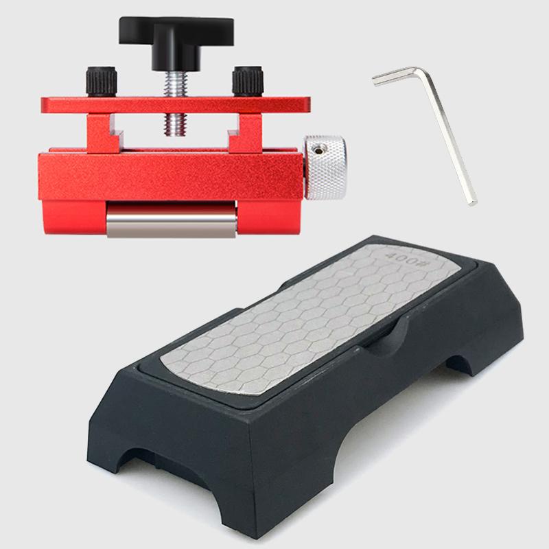 Guide d'affûtage Gabarit d'affûtage de tranchant Porte-affûtage de lame en alliage d'aluminium Avec pierre à affûter pour rabot Ciseau