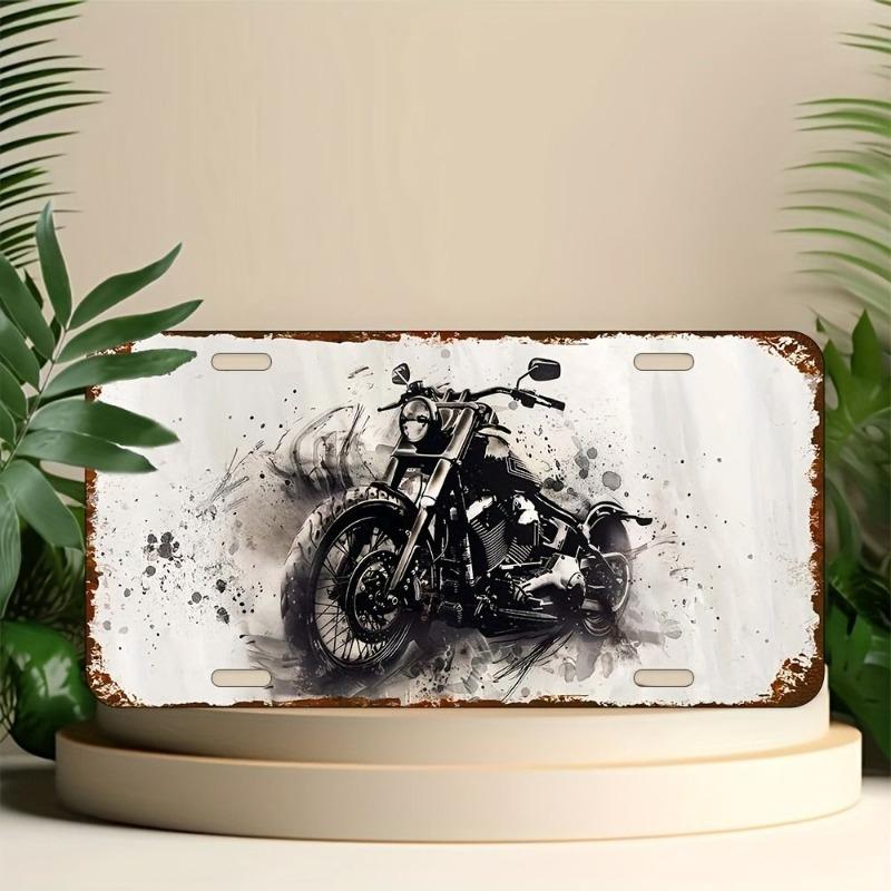 Motorcycle Souvenir License Plate, Metal Auto Wall Decor 15x30cm