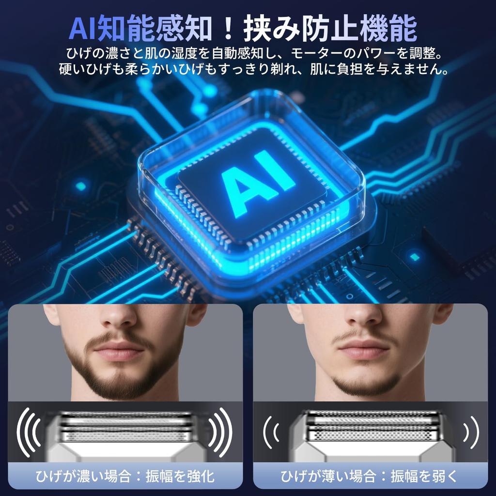 Electric AI Sensing Reciprocating 3 Close IPX7 100 Days of Continuous LED Battery Level Fast Electric Shaver for Business and Home Perfect Gift Men's