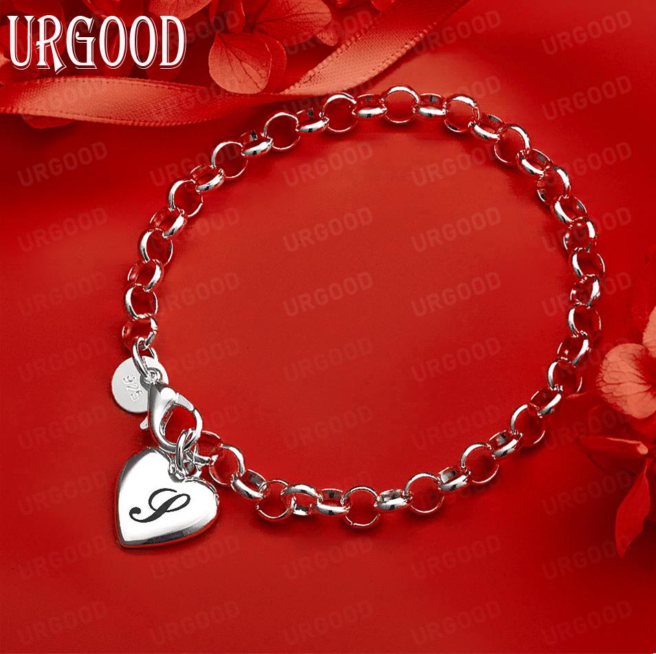 925 Sterling Silber Seitenkette mit Buchstaben Exquisites Armband Geschenk Schmuck