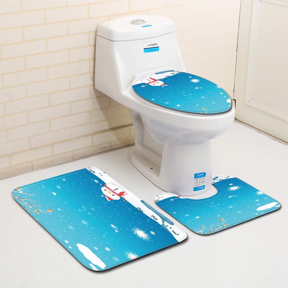 Christmas Bathroom Floor Mat Toilet Three-Piece Set
