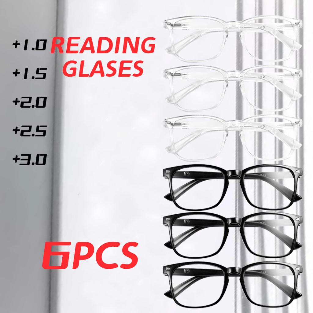 6PCS Blue Light Blocking Glasses Square Nerd Matte Black Anti Ray Eyeglasses Computer Transparent Fashion Eyewear