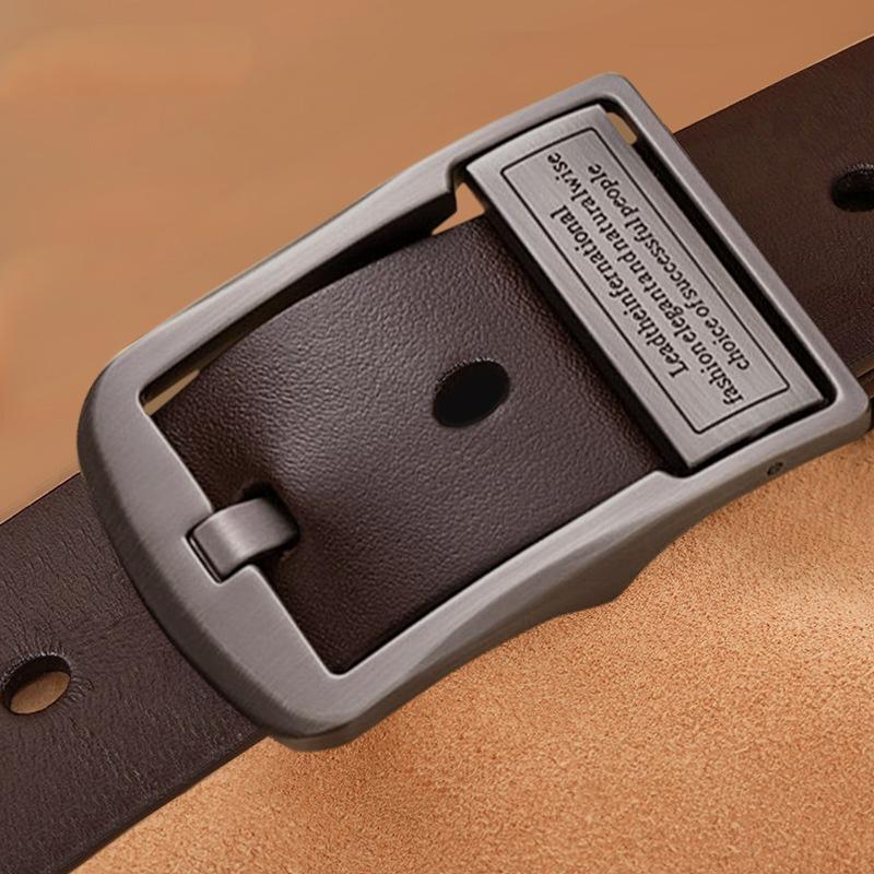 Flip Buckle Belt Solid Alloy Buckle Thickened Belt Belt Men's Belt Pin Buckle Business Belt Men's Pants Belt