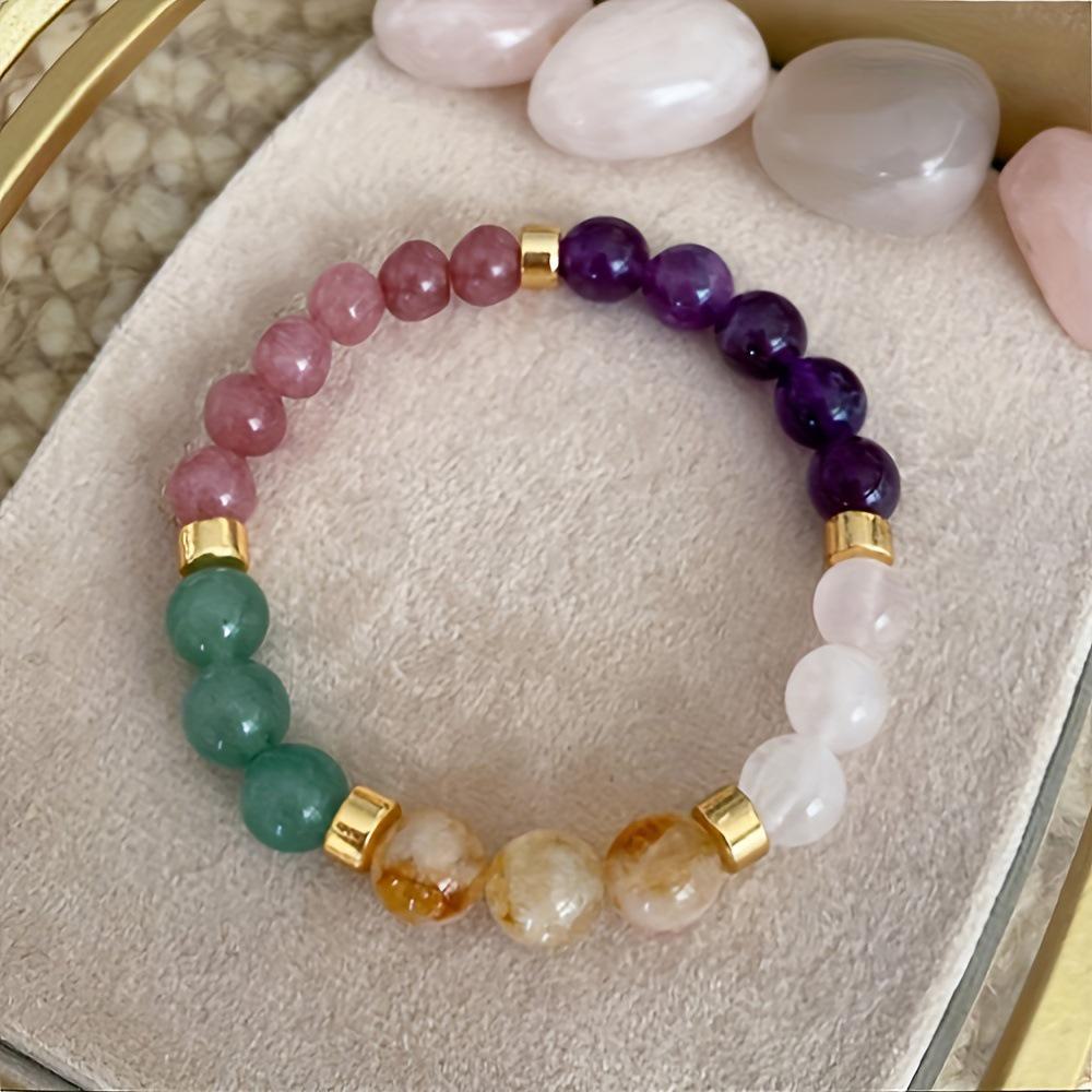 Elegantes Natursteinarmband Amethyst & Citrin Perlen Schmuck für Damen