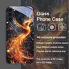 Aesthetic Phoenix Fire Feather Pattern Tempered Glass Phone Case for Samsung Galaxy S25 Ultra S24 S23 Plus S22 S21 S20 FE Cover
