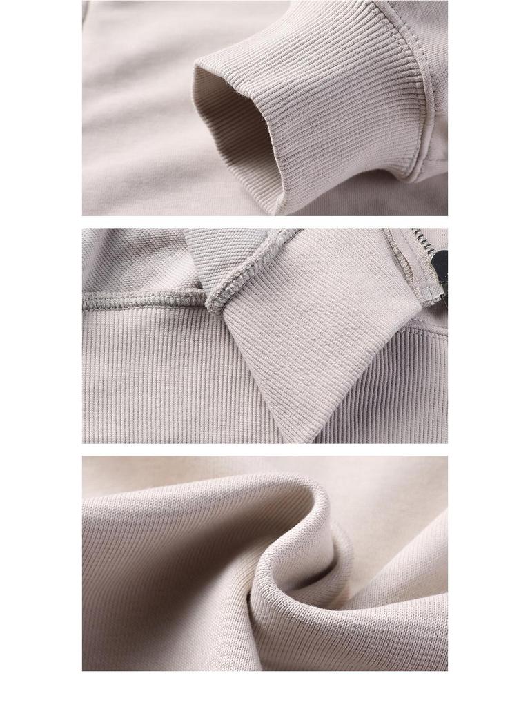 Manzibo Basic Solid Color Zipper Hoodie, Middle-Aged Loose Fit, 330g Fabric