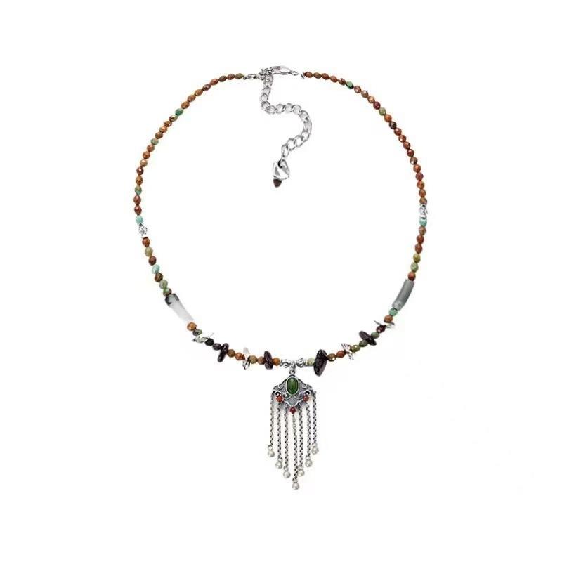National Style Ruyi Tassel Jade Safety Lock Necklace New Chinese Retro National Style Versatile Clavicle Chain Tide