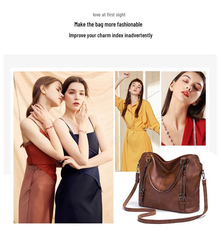 Women's Large Soft Leather Handbag: European & American Style Tote, Single Shoulder & Crossbody Bag, 2025 Collection