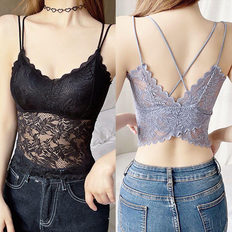 Soutien-gorge Camisole Push-Up Dentelle Papillon - Haut Bandeau Sans Dos Élégant pour Femmes