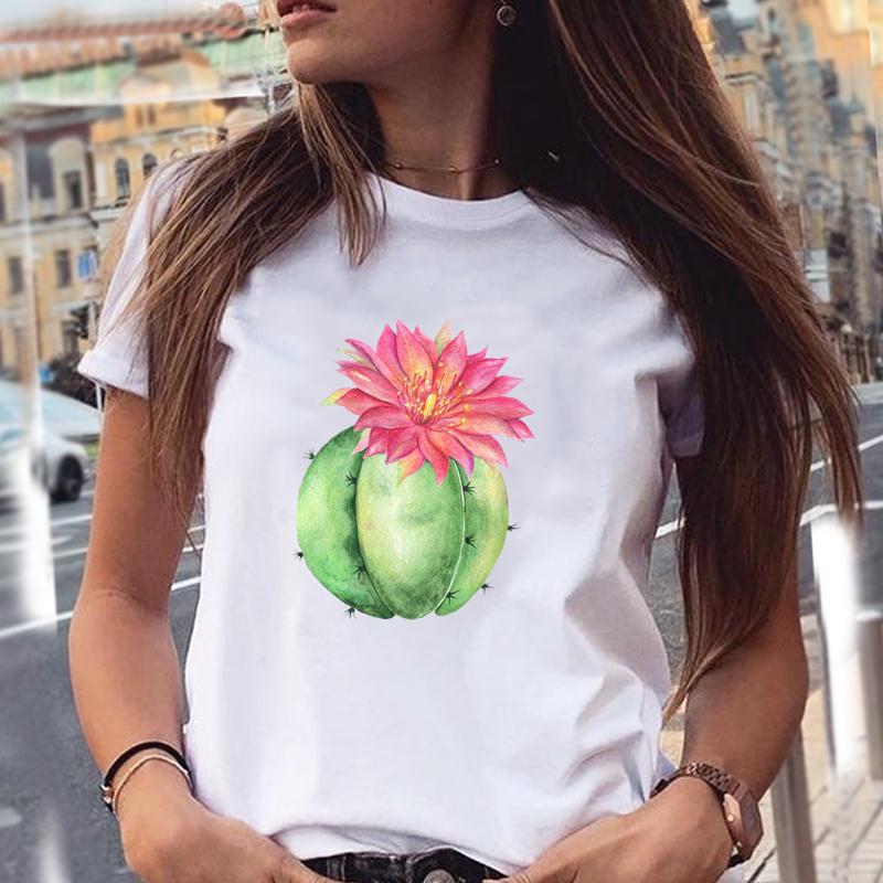 Women T-Shirts 90S Tropical Plants Love Letter Printing New Graphic Print Female Fashion Cartoon Summer T Tops Shirt Tee T-Shirt