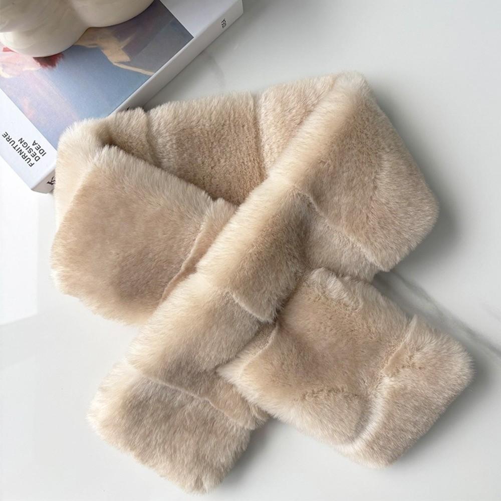 Soft Plush Faux Rabbit Fur Scarf Thickened Neck Warmer Scarf New Cross Scarf Women Girl