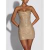 Robe Femme Sexy Sequins Hanches Enveloppantes Sans Manches Épaule Dégagée Bretelle Femmes