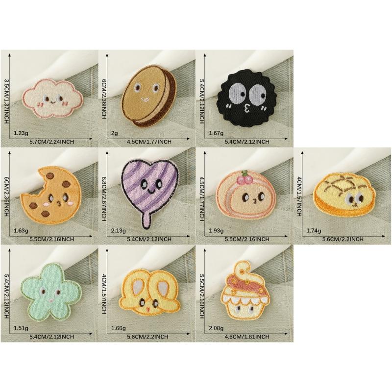 10 Pcs Hamburger Embroidered Patches Cookie Repair Patches Iron On Patches Applique Patches Sewing Patches for Clothes