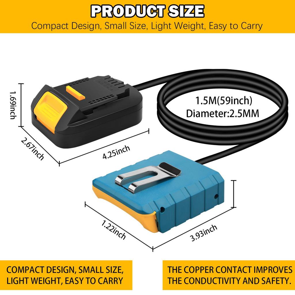 Lightweight BAP18A Lithium Battery Adapter for Makita DeWalt with Weight Reduction
