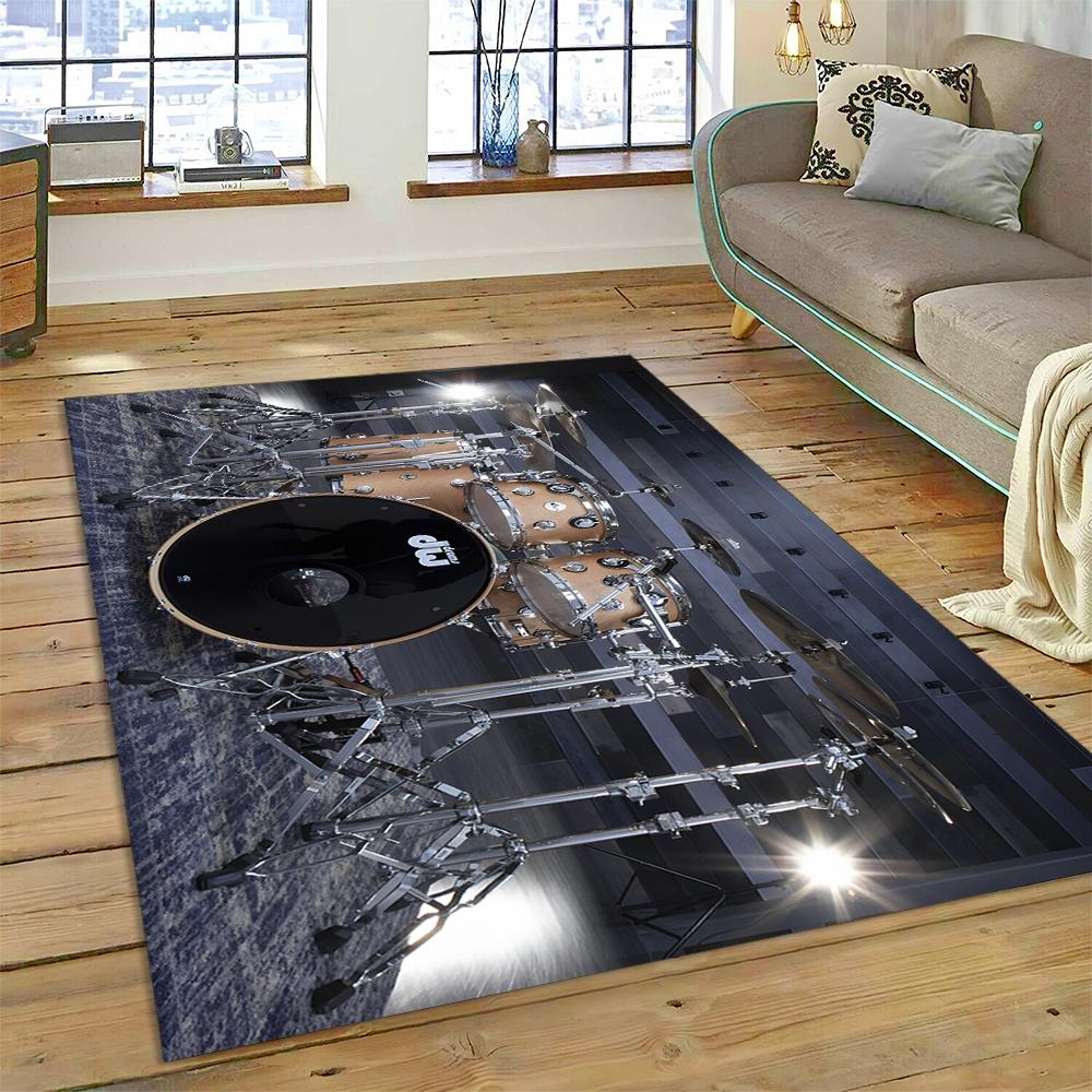 Drum Kit Music Instruments Drum Set Carpet Rug for Home Living Room Bedroom Sofa Doormat Decor,kids Area Rug Non-slip Floor Mat