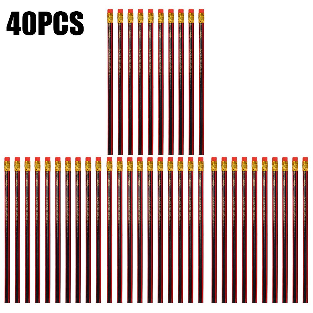 40/30/10PCS Wooden Lead Pencils with Eraser Student Children Painting Drawing Hexagonal Grip Pencil School Office Stationery