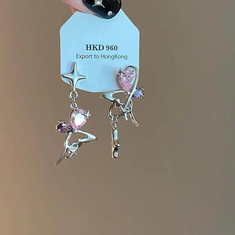 

Новые серьги с асимметричным сердцем, звездным светом, розовым цирконом и бабочкой, с индивидуальной геометрией