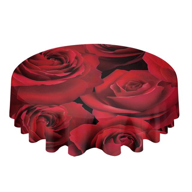 Pink Rose Romantic Flower White Round Table Cloth Festival Dining Waterproof Tablecloth Table Cover For Wedding Party Decor