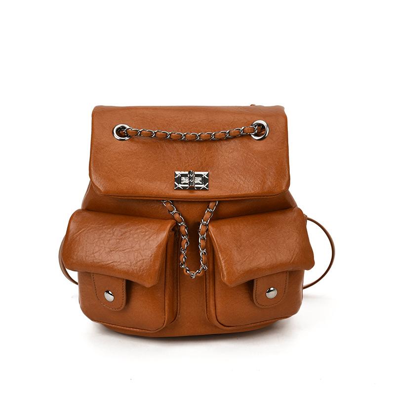 

Retro chain backpack bag women s 2025 autumn and winter new fashion going out schoolbag light fashion small backpack
