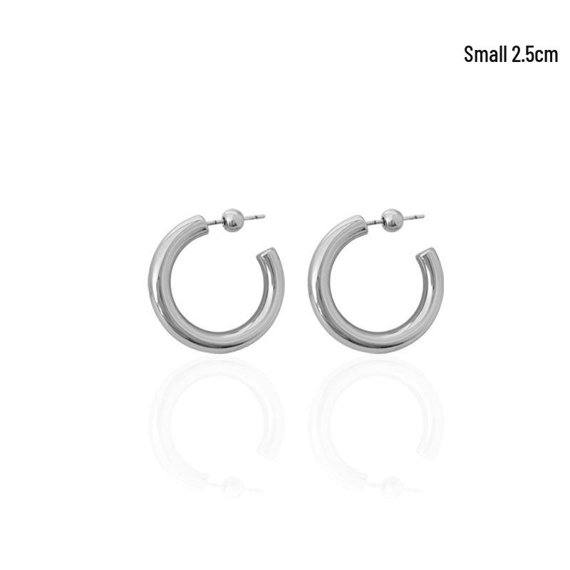 2024 European & American Minimalist Gold-Tone C-Shaped Hoop Earrings for Women