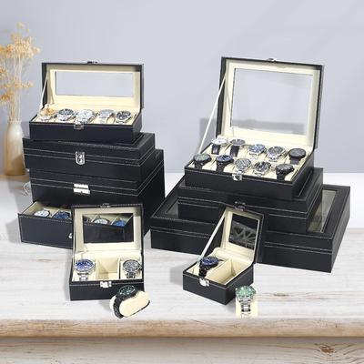 Leder Uhren Aufbewahrungsbox Einfache PU Uhren Vitrine mit Schloss Herrenuhren Geschenkbox Verpackung High-End Uhrenbox
