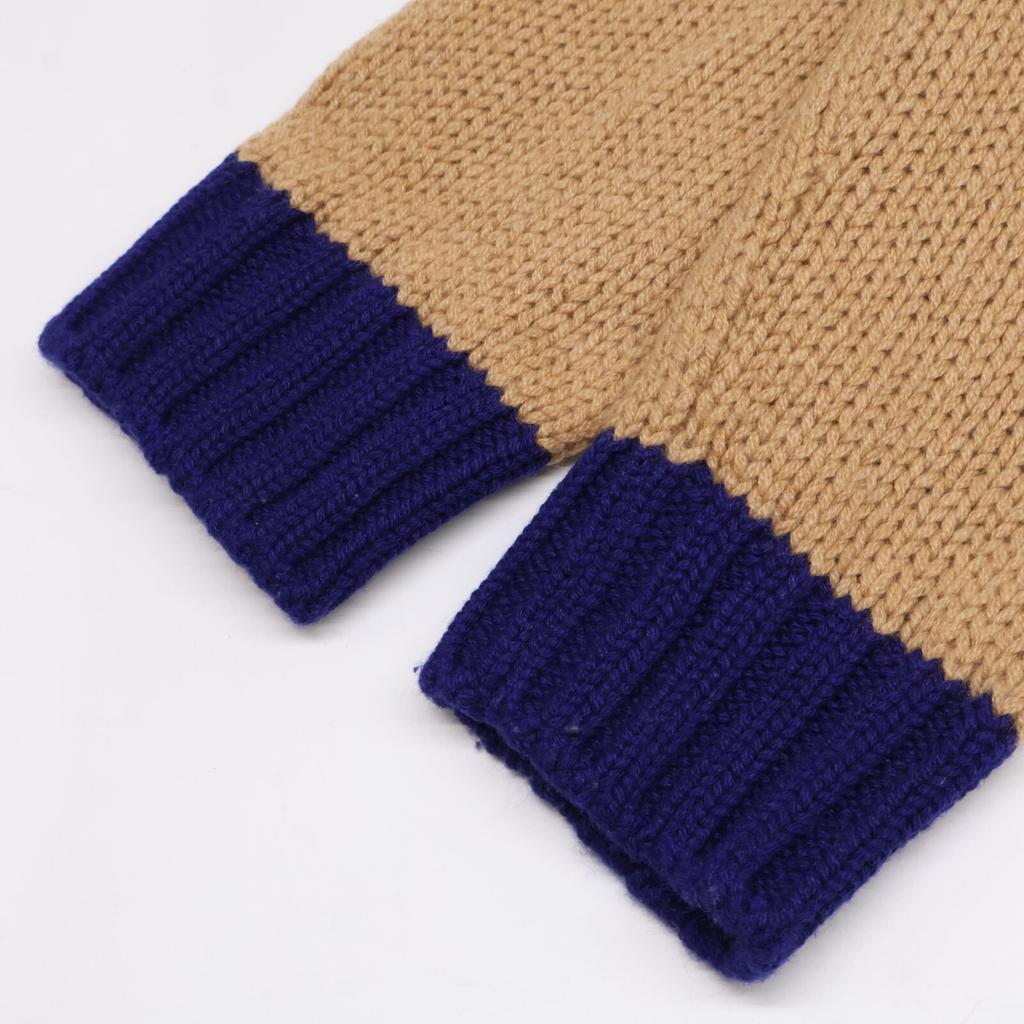 Prada [Domestic Regular] P25G51 S191 Cashmere Logo Design Knit Tops 40 Beige / blueUsed