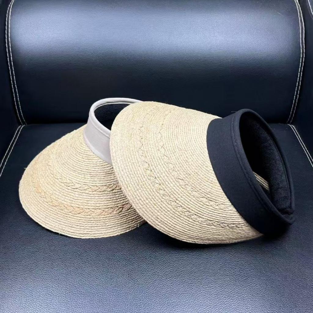 New Hepburn Wind UV Protection Raffia Empty Top Hat Women's Summer Versatile Casual Sun Hat Outdoor Sun Protection Straw Hat