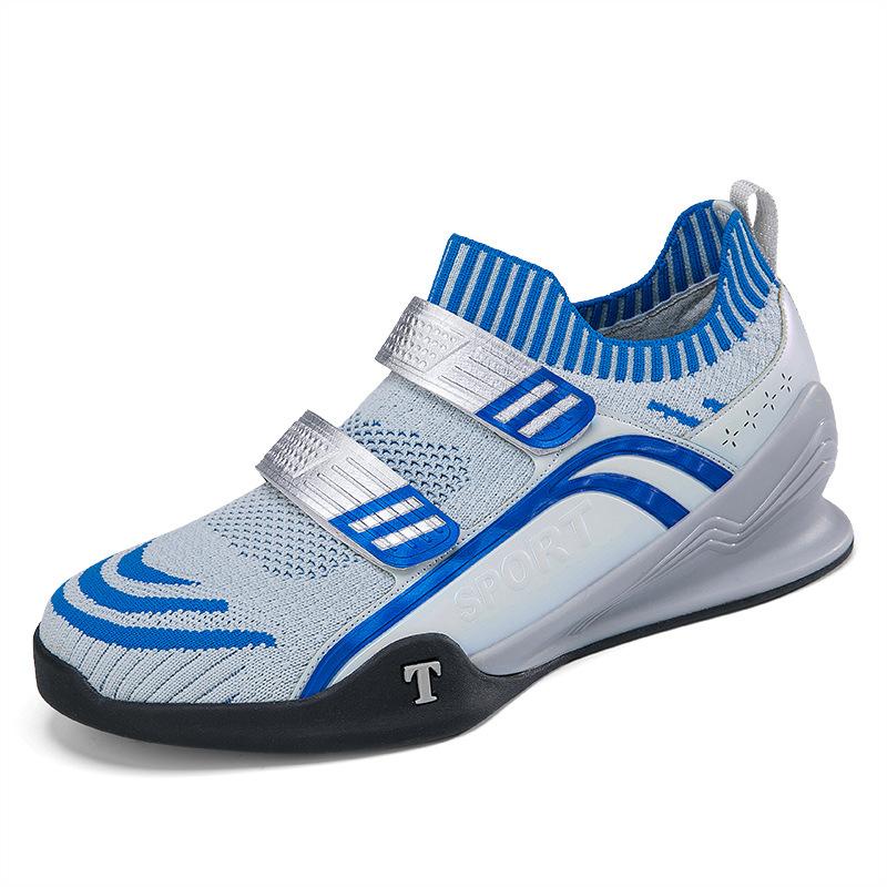 

1062 Men s Weightlifting Shoes Squatting Low Top Velcro Cover Flyknit Mesh Sports Training 46