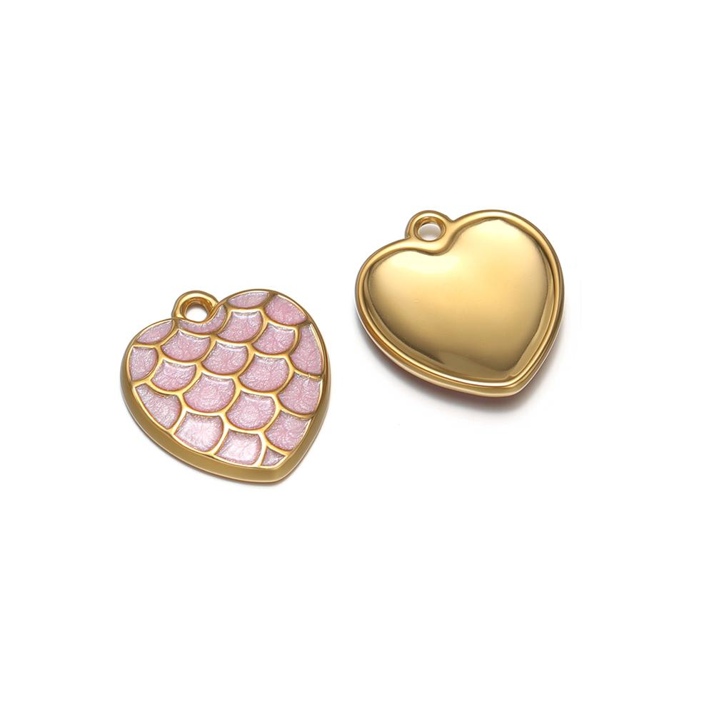 5pcs Stainless Steel Enamel Heart Charms Fish Scales Pendant for DIY Jewelry Findings Necklace Earrings Making Bracelet Supplies