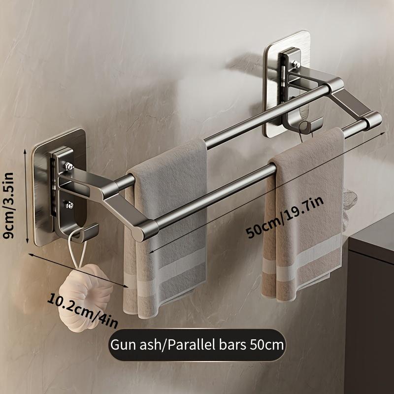 Self-adhesive Two Layer Towel Holder Bathroom Towel Rack Towel Bar Kitchen Storage Rack Bathroom Organizer Accessories with Hook