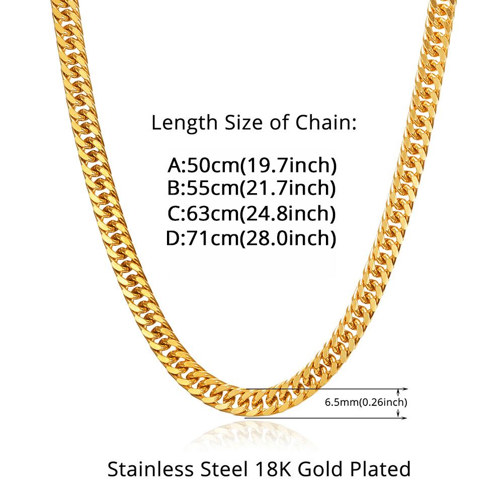 Gold Color Stainless Steel 6.5mm Curb Cuban Link Chain Bracelets Necklace For Women Men Fashion Party Wedding Jewelry Sets Gift