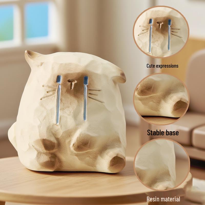 Creative Cute Cartoon Cat Emotion Blind Box Resin Desk Figurine Gift