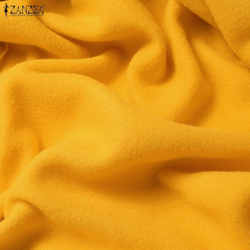 ZANZEA Women Casual Round Neck Long Sleeve Loose Ruffles Sweatshirt Dress