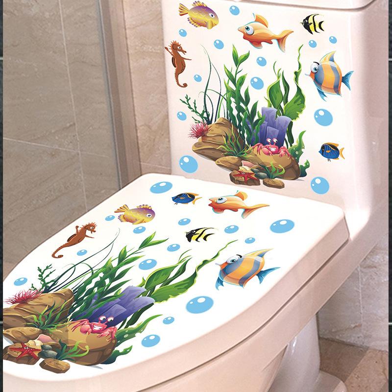 Creative Cartoon Marine Life Self-Adhesive Bathroom Wall Sticker