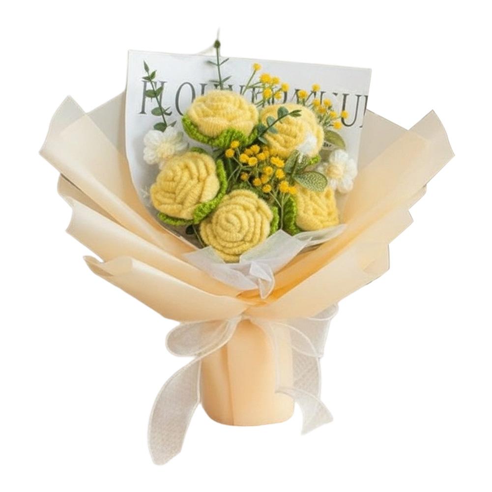 Handmade Floral Decor Crochet Rose Bouquet For Mother s Day 34*33cm Handcrafted Rose Bouquet Intricate Stitch Detail