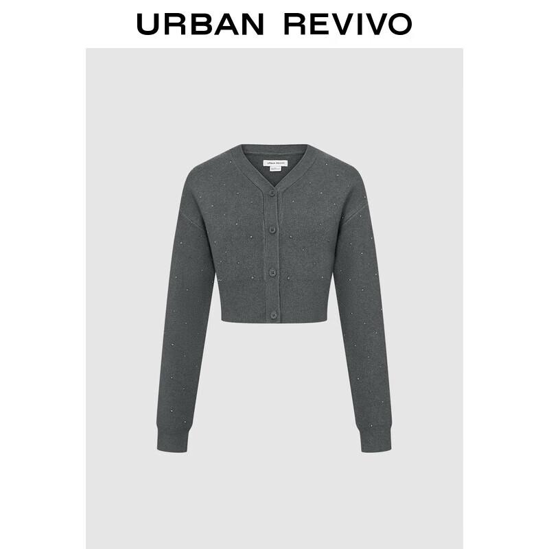 UR Women's V-Neck Rhinestone Knit Cardigan