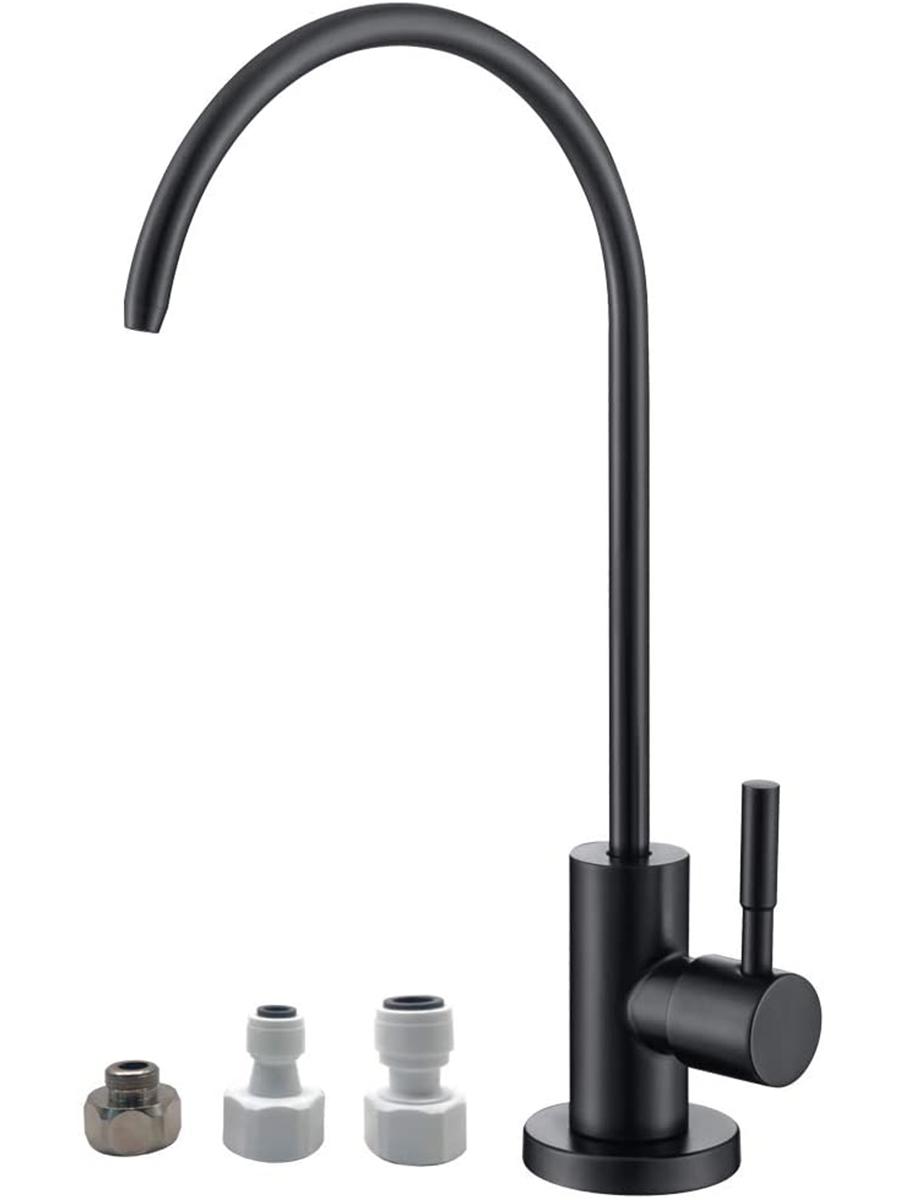 Modern Classic Style Matte Black Single-Handle Filter Kitchen Faucet Stainless Steel Hot Sale Single Hole Installation Ceramic (Black,Stainless Steel) чёрный