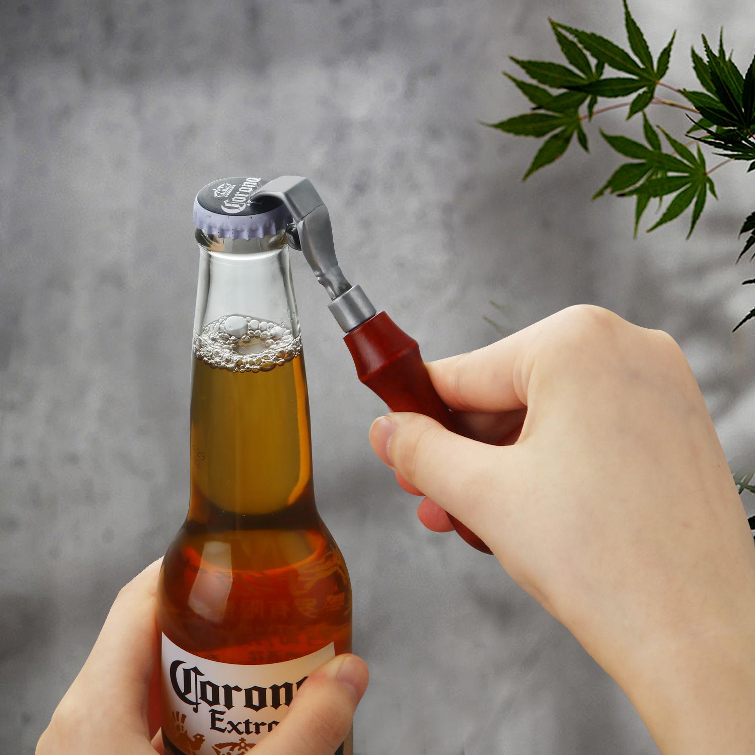 

Creative Metal Hand Bottle Opener with Removable Wooden Handle Portable Beer Can Opener Wine Bottle Opener Kitchen Tool серебряный