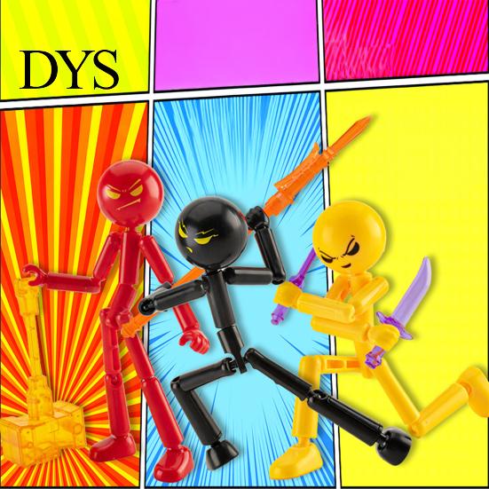 Desktop Action Figure 3/6Pcs Posable Stickman with Handheld Items Movable Joints Shape Toy Fidget Decoration Gift for Collectors Figures Accessories