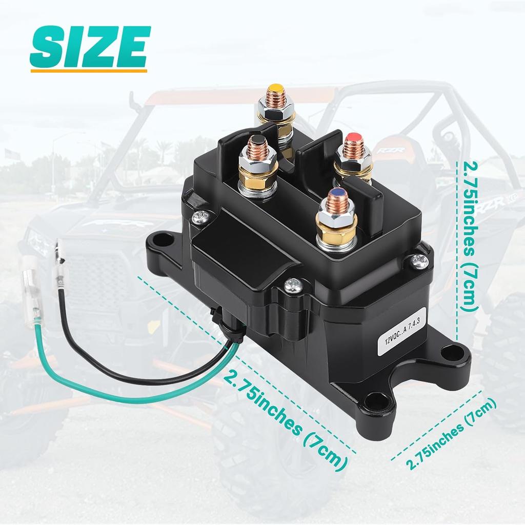 KanSmart Winch Solenoid Relay Contactor 12V 250A Winch Relay Thumb Truck for ATV UTV Boat 4x4 Vehicles 3000-5000lbs Winch with 6 Protecting Caps -