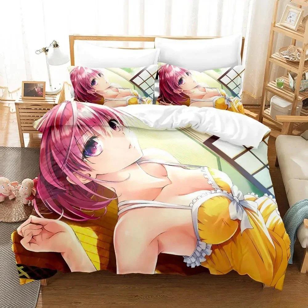 New To Love Ru Bedding Set Cartoon Anime  two&three-piece set Adult Kid Bedroom Duvet cover Sets 3D Print Kawaii Anime Girls