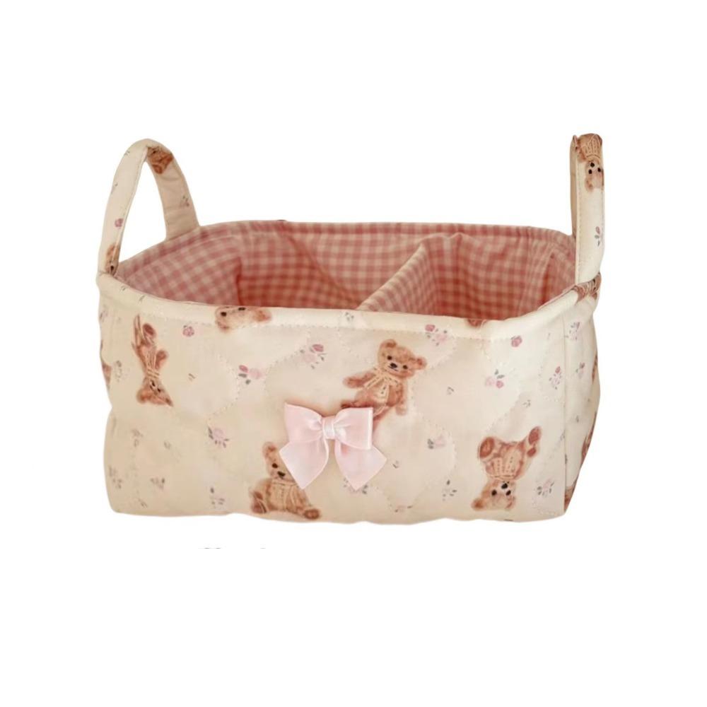 Cotton Small Quilted Storage Basket Square Cosmetic Organizer Home Supplies