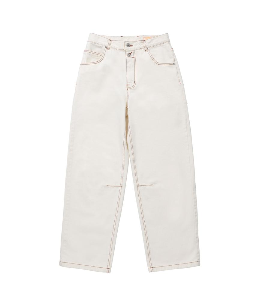 HELLO SUNRISE Washed Two Button Denim Pants_Ivory