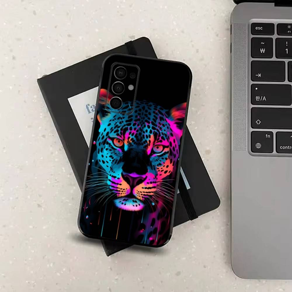 Cool Leopard  For Samsung Galaxy A73,31,8,9,52,J7,22,Note,72,41,71,53,32,Soft Black Silicone Cover Case