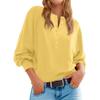 2025 European and American Independent Station Cross-border Women's Solid Color Knitted Button Loose Lantern Sleeve V-Neck Sweater