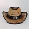 Summer Hard Embroidery Western Cowboy Straw Hat Women Fashion Large Brim Straw Hat Party Outdoor Sunshade Hat Sombrero Vaquero