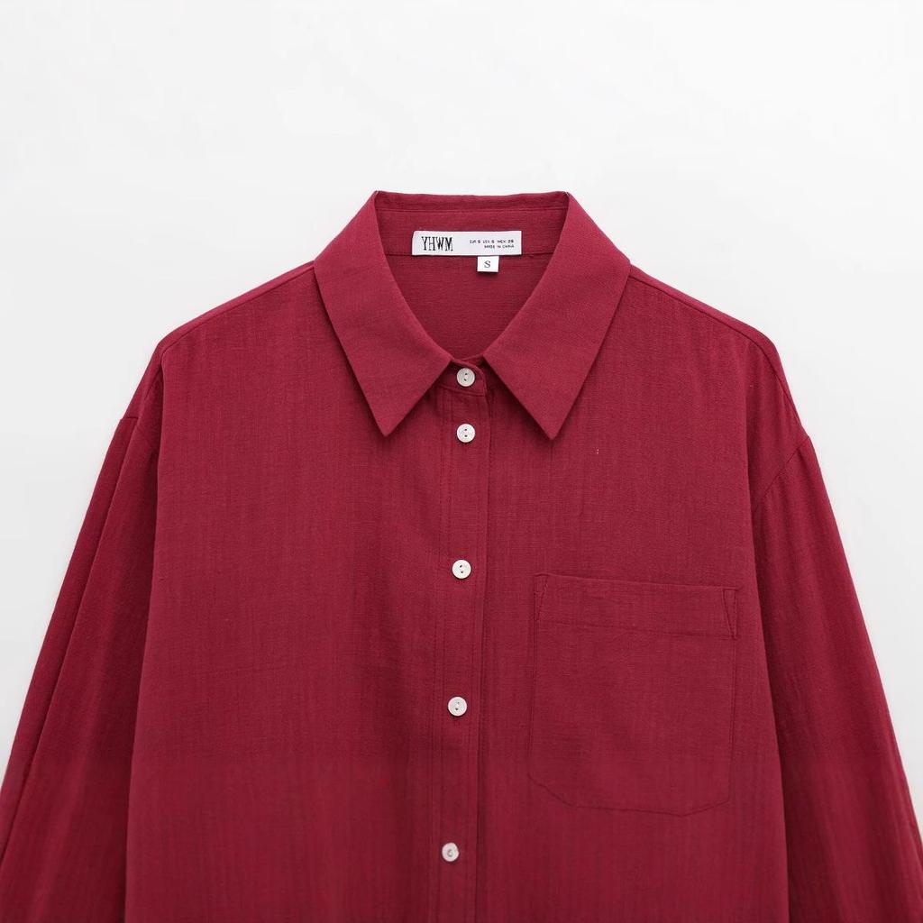 Spring 2025 Women's European and American Style Linen Loose Shirt - Fashionable and Versatile